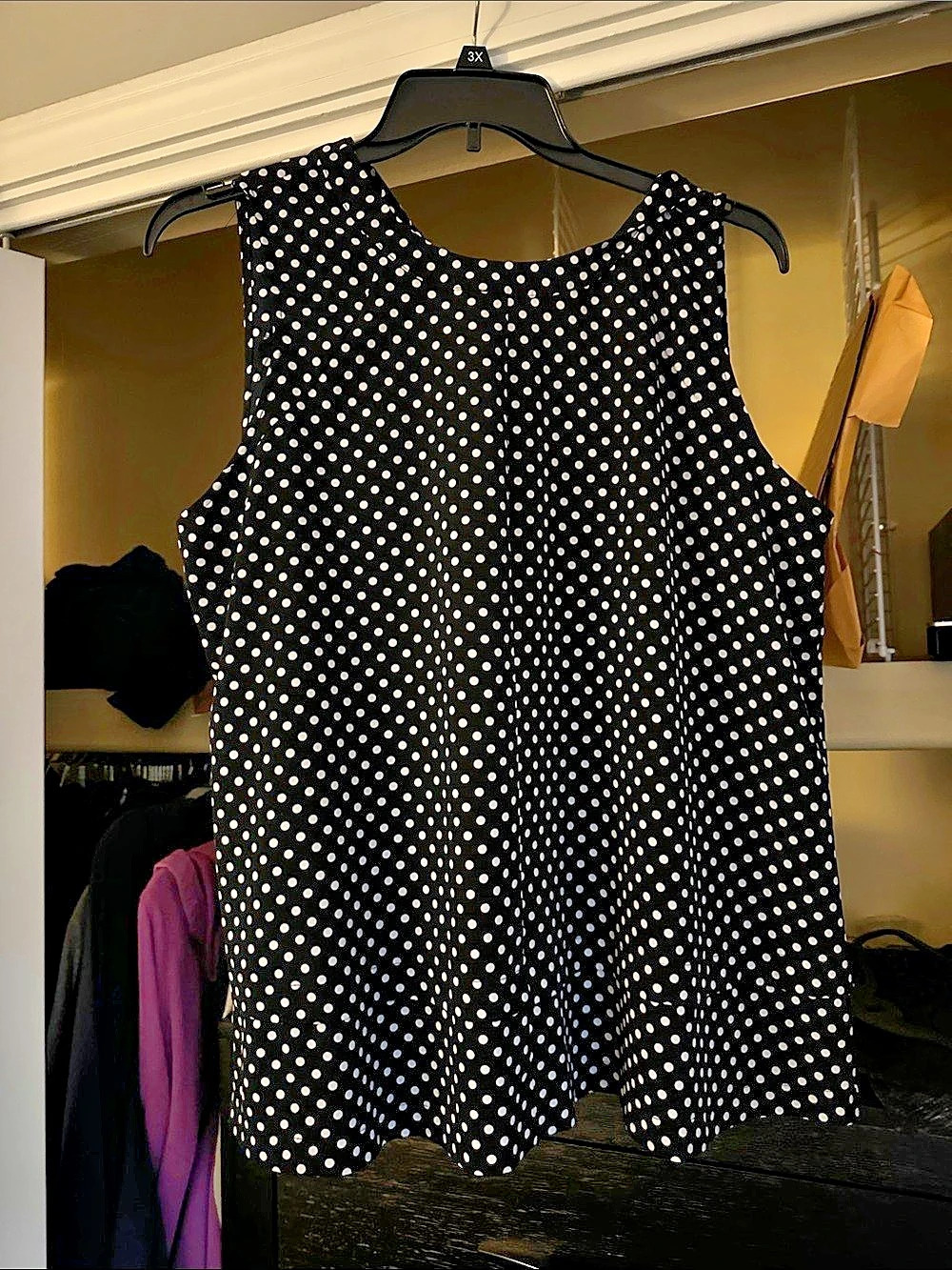 maison Jules Polka Dot Blouse in Black & White Size XXL Like New